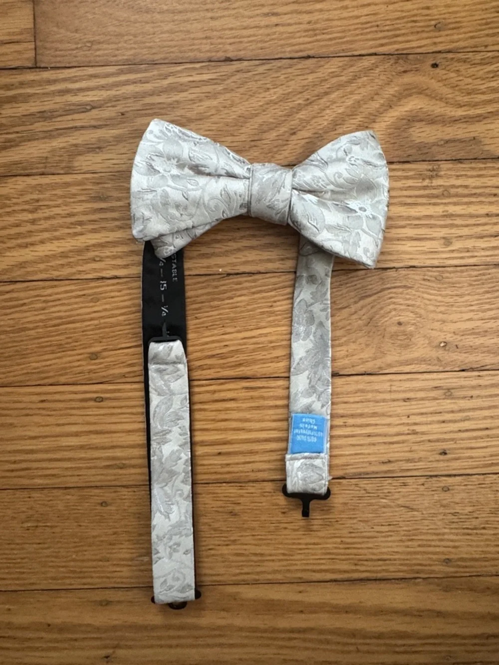 Silver Floral Jacquard Bow Tie
